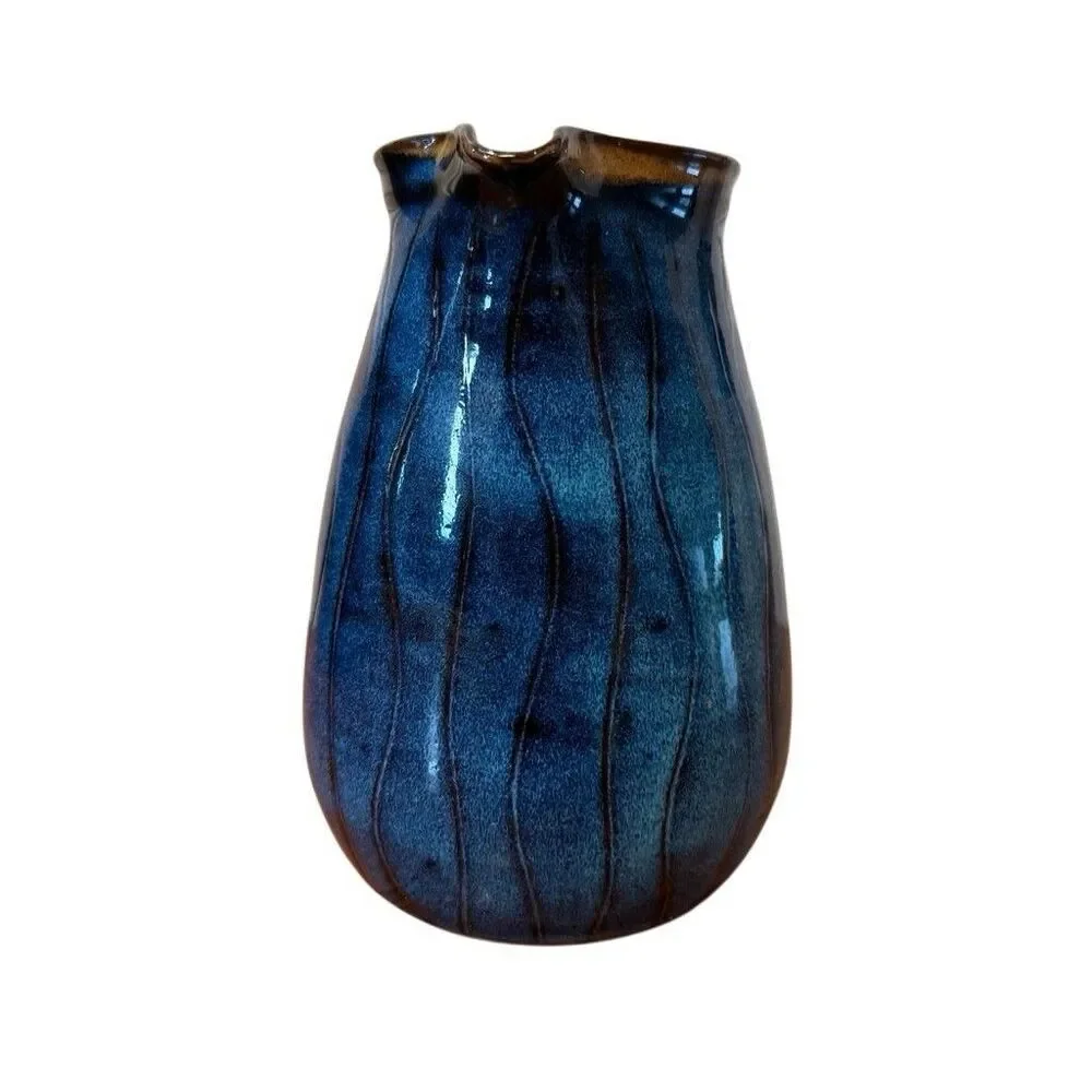 Frank Philipps Pottery Ceramic  Pitcher Blue Hand Made